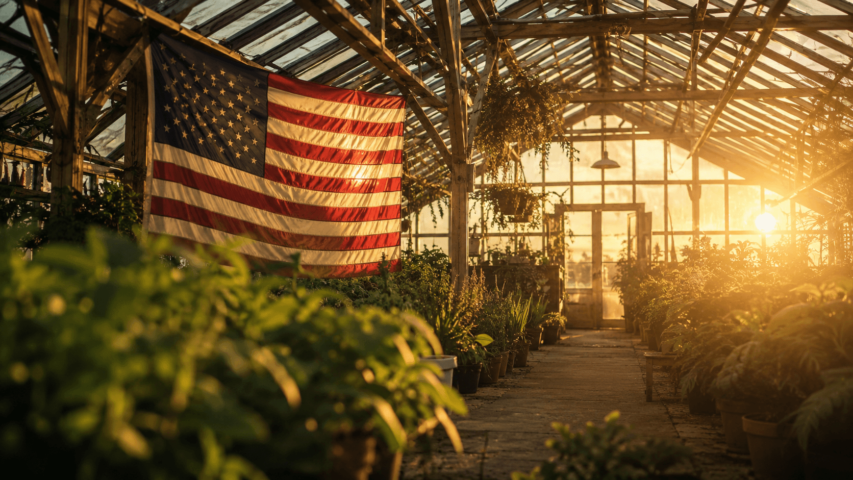 Memorial Day weekend — patriotic seed farm scene